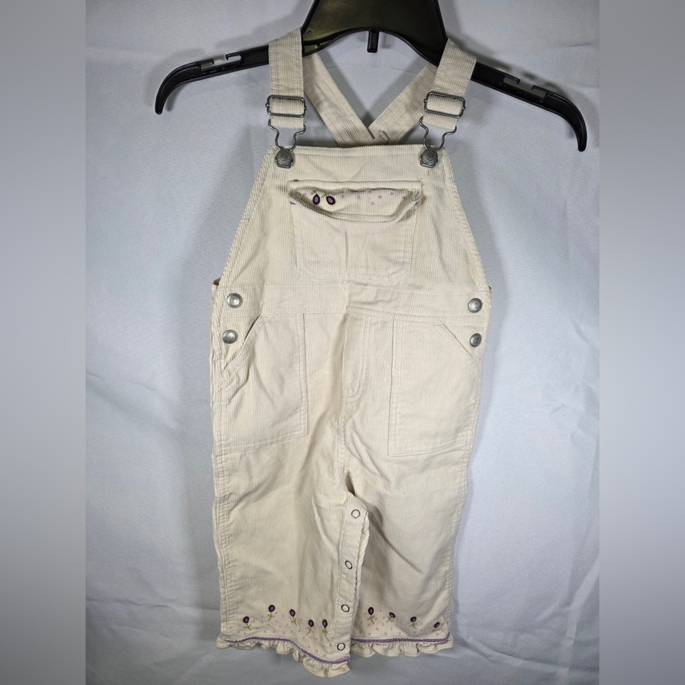 Baby Gap White Floral Corduroy Overalls Size 2T RN64023